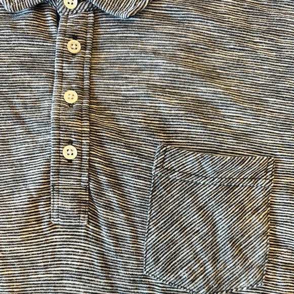 Billy Reid Short Sleeve Polo – XL (Navy/White Thin Pinstripes) - Picture 3 of 6